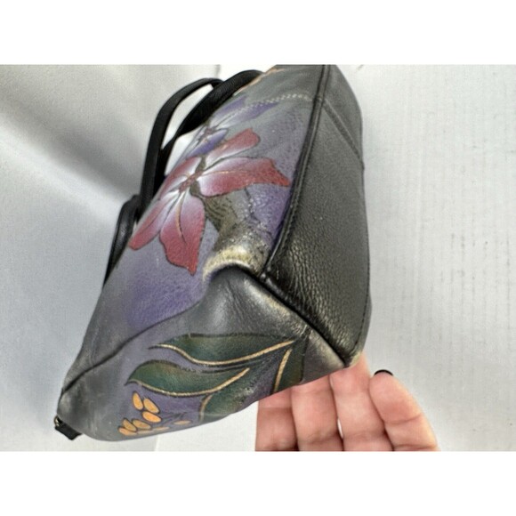 Anuschka Hand-Painted Leather Medium Cross Body Bag Bird On a Branch - Picture 9 of 12